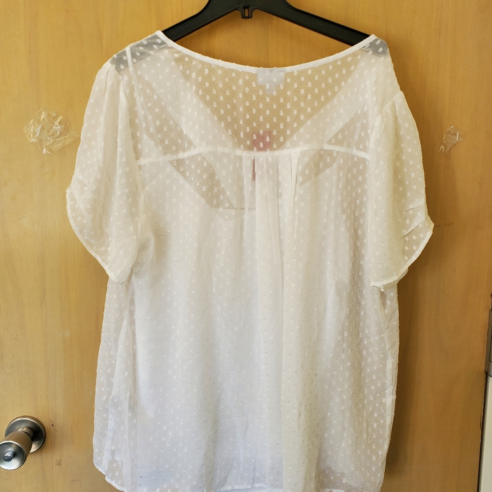 Avenue Swiss dot sheer blouse with camisole - Picture 2 of 4